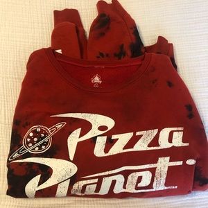 Disneyland pizza planet tie dye sweater size L